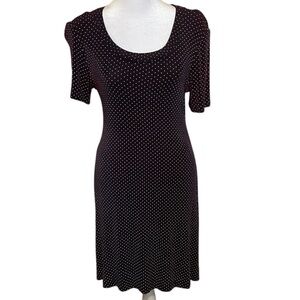 Ronni Nicole Navy and White Polka Dot Short Sleeve A-Line Dress 6P